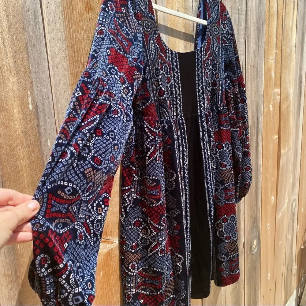 Free People Stretch velvet Oh so easy babydoll dress